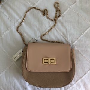 Suede cross body purse pink color